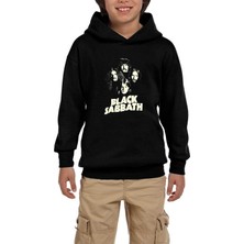 Zepplin Giyim Black Sabbath Siluet Siyah Çocuk Kapşonlu Sweatshirt