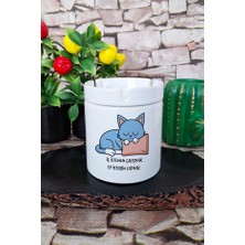 Sartre Art Iç Istemem Çalışmak Sevimli Kedi Eğlenceli Komik Hediyelik Baskılı Seramik Kapaklı Kokusuz Küllük