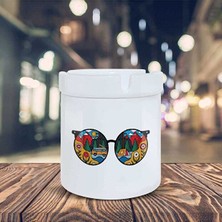 Sartre Art Hipster Küllük Desenli Gözlük Baskılı Kül Tablası