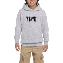 Zepplin Giyim The Beatles Vintage Line Up Gri Çocuk Kapşonlu Sweatshirt