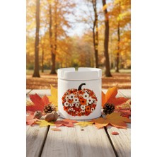 Sartre Art Boho Fall Pumpkin Floral Baskılı Seramik Kapaklı Kokusuz Küllük