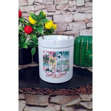 Sartre Art Summer Salty Soul Beach Yaz Temalı Baskılı Seramik Kapaklı Kokusuz Küllük