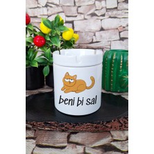 Sartre Art Beni Bi Sal-Bezgin Kedi Eğlenceli Hediyelik Baskılı Seramik Kapaklı Kokusuz Küllük