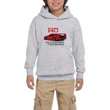 Zepplin Giyim Ferari F40 Gri Çocuk Kapşonlu Sweatshirt
