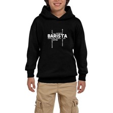 Zepplin Giyim Barista Modern Tasarım Siyah Çocuk Kapşonlu Sweatshirt