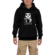 Zepplin Giyim Misfits Grup Logo Siyah Çocuk Kapşonlu Sweatshirt