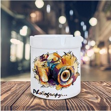 Sartre Art Photograpy Renkli Çizim Baskılı Küllük Kül Tablası