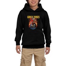 Zepplin Giyim Guns N Roses 2025 Tour Siyah Çocuk Kapşonlu Sweatshirt