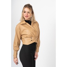 MissVina Chromeedge Asymmetric Leather Blouse – 7759