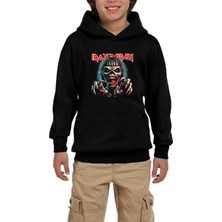 Zepplin Giyim Iron Maiden Zombie Siyah Çocuk Kapşonlu Sweatshirt