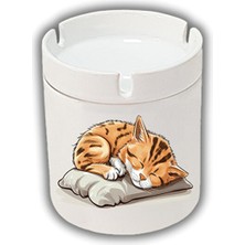 Sartre Art Uyuyan Kedi Baskılı Kül Tablası