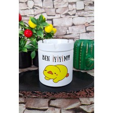 Sartre Art Ben Iyiyim Ördek Baskılı Komik Hediyelik Seramik Kapaklı Kokusuz Küllük