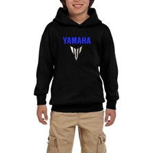 Zepplin Giyim Yamha MT07 Logo Blue Siyah Çocuk Kapşonlu Sweatshirt