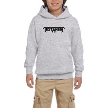 Zepplin Giyim Testament Logo Text Gri Çocuk Kapşonlu Sweatshirt