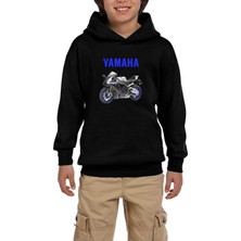 Zepplin Giyim Yamha Text R1M Siyah Çocuk Kapşonlu Sweatshirt
