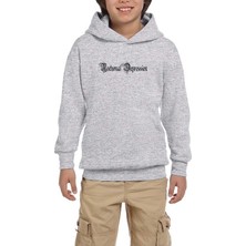 Zepplin Giyim Nocturnal Depression Text Gri Çocuk Kapşonlu Sweatshirt