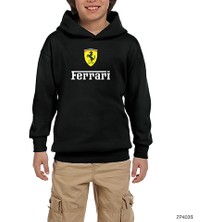 Zepplin Giyim Ferari In Italy Siyah Çocuk Kapşonlu Sweatshirt