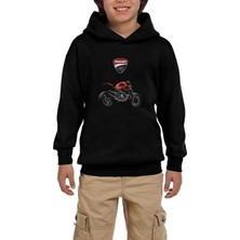Zepplin Giyim Ducati Monster Siyah Çocuk Kapşonlu Sweatshirt