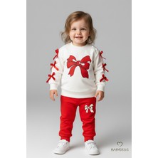 Babyden's Fiyonklu Kız Bebek 2’li Alt-Üst Takım Omuz Çıtçıtlı,Yan Kurdele Detaylı,%100 Pamuk Mevsimlik Kırmızı