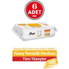 Sleepy Easy Clean Arap Sabunlu Yüzey Temizlik Havlusu 100'LÜ x 6 Adet
