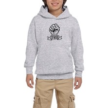 Zepplin Giyim Karate Yamaguchi Goju Kai Gri Çocuk Kapşonlu Sweatshirt