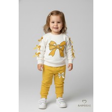 Babyden's Fiyonklu Kız Bebek 2’li Alt-Üst Takımı Omuz Çıtçıtlı,Yan Kurdele Detaylı,%100 Pamuk Mevsimlik Sarı