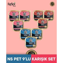 Reflex Plus Alutray Pate Msc Somon - Msc Karides & Pate Kuzu Etli Kıyılmış & Jelly Jöle İçinde Msc Morina & Alabalıklı Yetişkin Kedi Maması Seti 9x85 gr