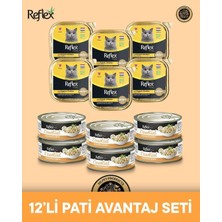 Reflex Plus Alutray Gravy Sos İçinde Organik Tavuklu Yetişkin Kedi Maması 85 gr & Essential Tavuk Göğüs Yetişkin Kedi Konserve Maması 70 gr - 12'li Kedi Konserve Maması Seti