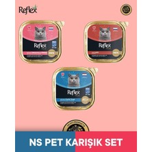 Reflex Plus Alutray Pate Msc Somon - Msc Karides & Pate Kuzu Etli Kıyılmış & Jelly Jöle İçinde Msc Morina & Alabalıklı Yetişkin Kedi Maması Seti 3x85 gr