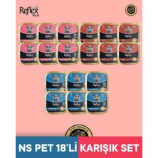 Reflex Plus Alutray Pate Msc Somon - Msc Karides & Pate Kuzu Etli Kıyılmış & Jelly Jöle İçinde Msc Morina & Alabalıklı Yetişkin Kedi Maması Seti 18x85 gr