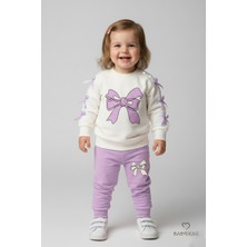 Babyden's Fiyonklu Kız Bebek 2’li Alt-Üst Takımı Omuz Çıtçıtlı,Yan Kurdele Detaylı,%100 Pamuk Mevsimlik Lila