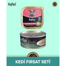 Reflex Plus Alutray Pate Msc Somon - Msc Karides Kıyılmış Yetişkin Kedi Maması 85 gr & Essential Ton Balık - Tavuk Yetişkin Kedi Maması 70 gr - 2'li Kedi Konserve Maması Seti