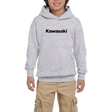 Zepplin Giyim Kawaski Logo Type Gri Çocuk Kapşonlu Sweatshirt