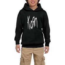 Zepplin Giyim Korn Logo Siyah Çocuk Kapşonlu Sweatshirt