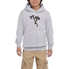 Zepplin Giyim God Of War Ragnarok Kratos Weapon Gri Çocuk Kapşonlu Sweatshirt