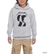 Zepplin Giyim Metallica Group Silhouette Gri Çocuk Kapşonlu Sweatshirt