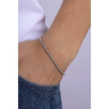 Gümüş Pazarım Geçmeli Kare Çelik Erkek Zincir Bileklik