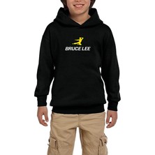 Zepplin Giyim Bruce Lee Yellow Man Siyah Çocuk Kapşonlu Sweatshirt