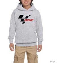 Zepplin Giyim Motogp Logo Gri Çocuk Kapşonlu Sweatshirt