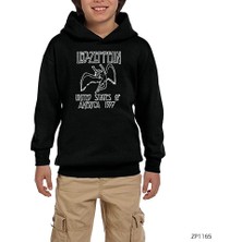 Zepplin Giyim LED Zeppelin 1977 Siyah Çocuk Kapşonlu Sweatshirt