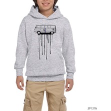 Zepplin Giyim Volkswagen Paint Gri Çocuk Kapşonlu Sweatshirt