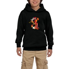 Zepplin Giyim Red Basketball Between The Legs Siyah Çocuk Kapşonlu Sweatshirt