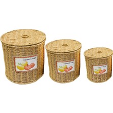 altabi Rattan Örme 3’lü Patates – Soğan – Sarımsak Saklama Seti | Büyük – Orta – Küçük Boy | Yıkanabilir, Suya Dayanıklı