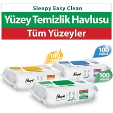 Sleepy Easy Clean 3'lü Set Çamaşır Suyu-Beyaz Sabun-Arap Sabun 100 Yaprak Tüm Yüzeyler İçin