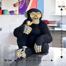 İki Yedi Konsept Jaley Pipo Içen Güneş Gözlüklü Maymun Heykeli, Dekoratif Biblo, Eğlenceli Ev ve Ofis Aksesuarı