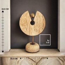 İki Yedi Konsept Casillas 77-2 Traverten Dekoratif Obje Doğal Taş Masaüstü Süs Modern Ev Ofis Aksesuarı Ağır Malzeme