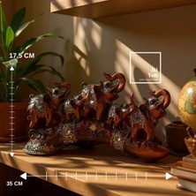 İki Yedi Konsept Joao 77-3 Fil Ailesi Biblo | Bereket, Aile ve Uyum Sembolü Dekoratif Obje 5'li Sıralı Fil Figürü