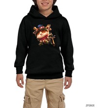 Zepplin Giyim Lol Teemo Siyah Çocuk Kapşonlu Sweatshirt
