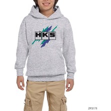 Zepplin Giyim Hks Tuning Gri Çocuk Kapşonlu Sweatshirt