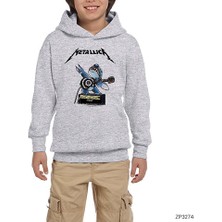 Zepplin Giyim Metallica Animal Rock N Roll Gri Çocuk Kapşonlu Sweatshirt